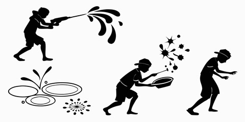 Obraz premium People throwing objects in various directions and postures Vector