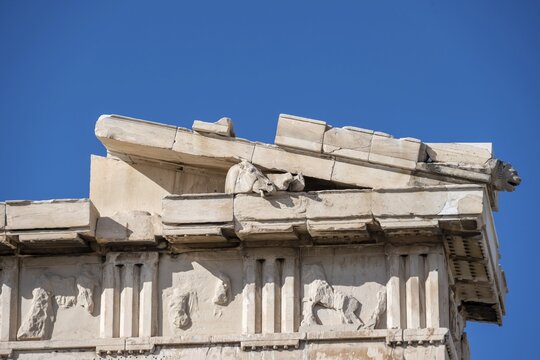 Wall frescoes with horses, Parthenon Temple, Acropolis, Athens, Attica, Greece