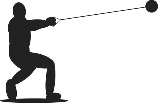 silhouette of a Hammer Throw transparent background
