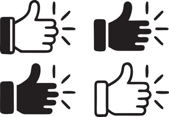 Obraz premium Thumbs Up Icon – Black and White Like Symbol Vector for Approval and Positive Feedback .