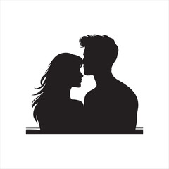sunset couple vector silhouette line art logo concept illustration