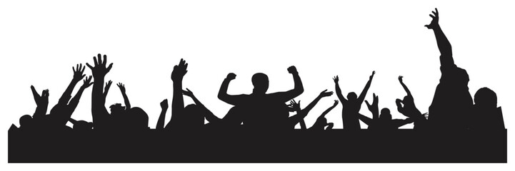 Obraz premium Energetic Crowd Silhouette Cheering at Concert Event.