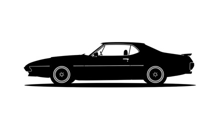 Obraz premium Classic American Muscle Car Silhouette Side View.