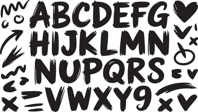 Scribble doodle paint underline set, vector children marker scratch, pen squiggle kit, black stoke. Kids hand drawn pencil abstract sketch, handwriting font alphabet, texture divider. Scribble doodle