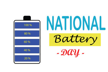 Colorful National Battery Day Illustration With Charging Level Indicator Graphic Design