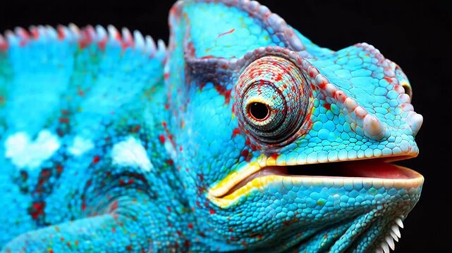 Colorful chameleon closeup