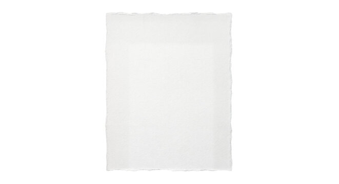 White piece of paper with rough edges isolated on transparent background