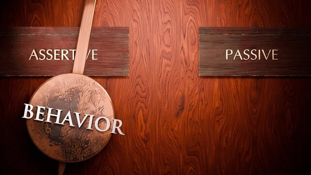 Behavior swings between assertive and passive. Visualizing a repeated pattern of Behavior that cycles between extremities: assertive and passive. Repeating transition from assertive to passive.
