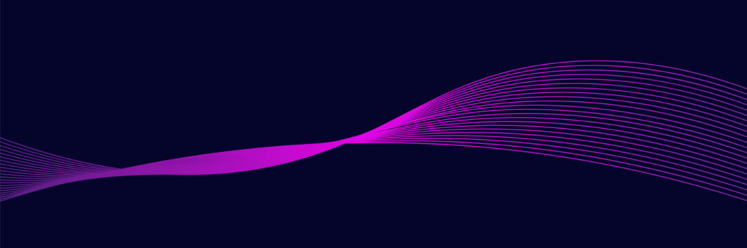 Dark abstract background with glowing wave. Shiny moving lines design element