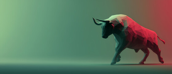 Obraz premium Low Poly Bull Standing on Gradient Background