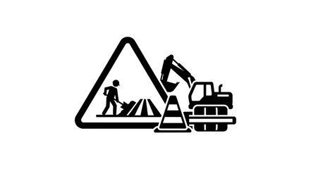 Construction Site Warning Sign Icon.