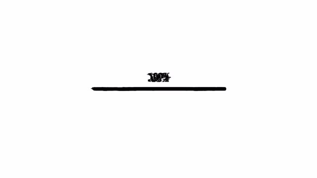 4K Futuristic Loading Bar Animation 0-100 Percent, White Progress Indicator Isolated on Black Background, Digital Technology Concept