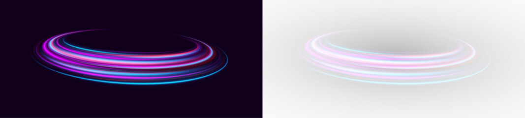 Swirling light circle with sparkling magic and abstract luminous motion. © FlammaChe