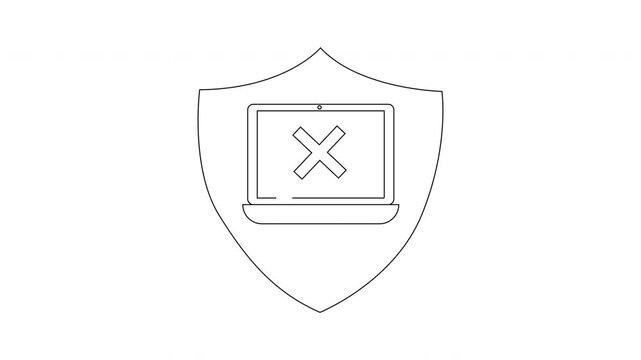 Laptop Security Shield Icon Animation - Protecting Your Data.