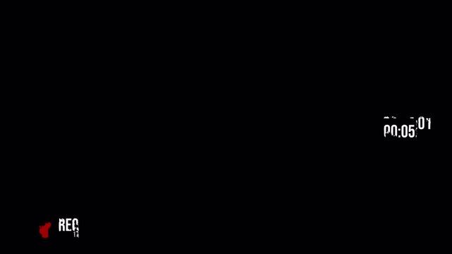Vertical VHS Rec Playback Glitch Screen Overlay Interface with Alpha Channel, Analog Tape Distortion Effect 4K