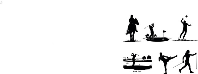 Obraz premium Black silhouette illustrations of various sports and activities