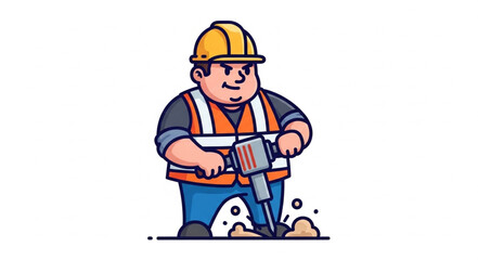 Construction Worker Drilling into Ground.