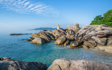 Hin Ta and Hin Yai Rocks, Grandfather and Grandmother rock on the Lamai Beach in Koh Samui, Thailand