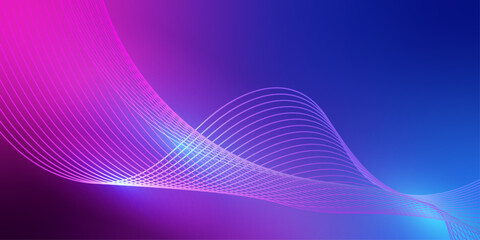 Obraz premium Vibrant abstract background featuring flowing wave lines with gradient colors in purple and pink, ideal for digital and modern design projects needing a dynamic backdrop.