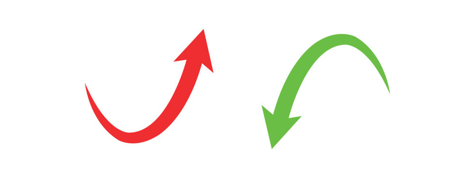 A red upward arrow and a green downward curved arrow.