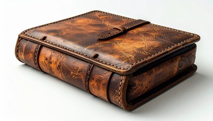 Obraz premium Antique Leather Book Box - A Vintage Storage Solution with Rustic Charm.