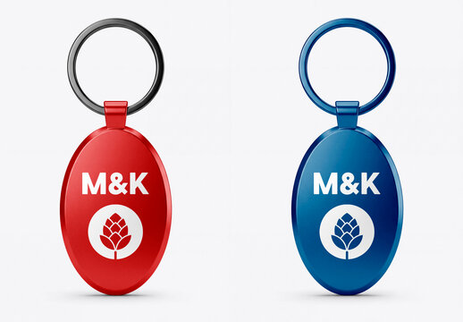 Metal Oval Keychain Mockup