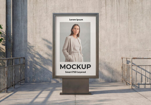 Concrete Wall Billboard Mockup &ndash; Minimal exterior frame