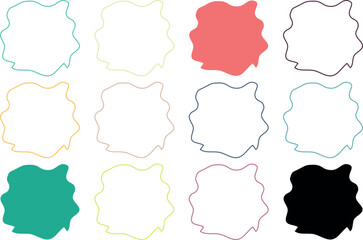 Dynamic Colorful Abstract Blob Shape Vector Pack with Fluid Paint-Like Organic Forms and Clean Minimal Stain Elements on White Canvas
