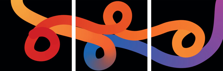 Vibrant interconnected loops in black background