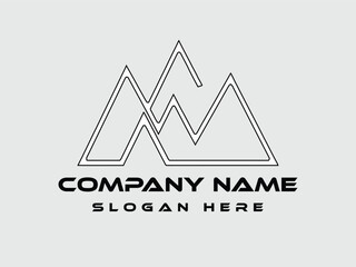 Letter M line logo design,Letter AAA line logo design,Linear creative minimal monochrome monogram,Universal elegant vector sign design,Premium business logotype,Graphic alphabet symbol for corporate b © Nurul