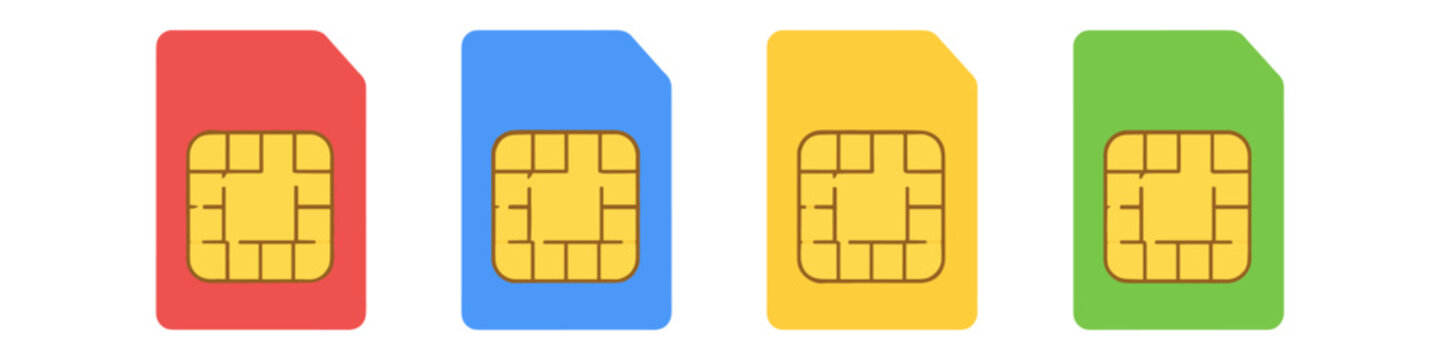 Collection of colorful SIM cards for mobile phones, representing connectivity and communication