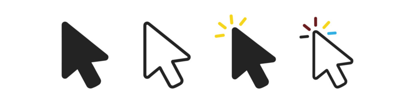 Collection of four cursor icons showing different states of interaction and design