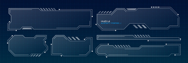 Futuristic tech frame with cyberpunk HUD interface, glowing hologram panels, and sci-fi game screen elements for digital UI design backgrounds. © Art_Stars