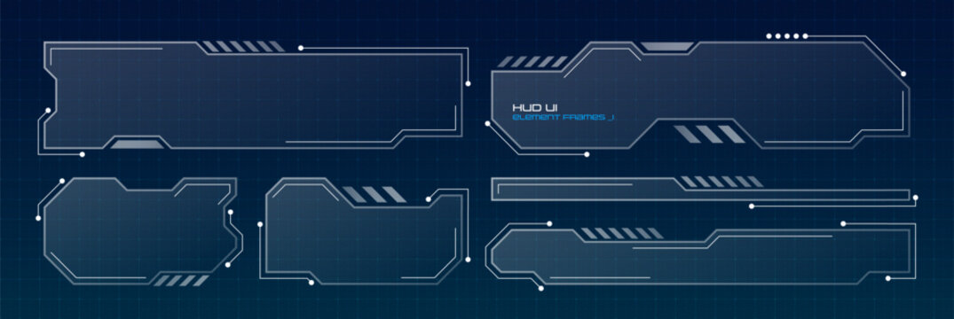 Futuristic tech frame with cyberpunk HUD interface, glowing hologram panels, and sci-fi game screen elements for digital UI design backgrounds.