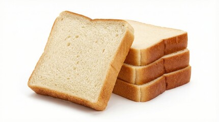 sliced white bread stack isolated on white background