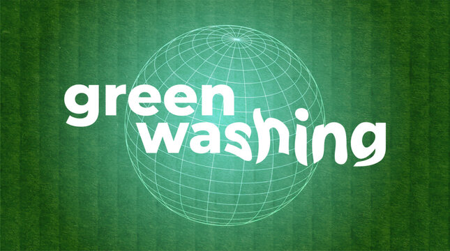 Green washing concept with earth globe symbol on eco friendly background illustrating false environmental claims and misleading sustainability marketing practices