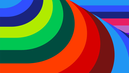 Curving Rainbow Stripes Abstract Background. Dynamic vector background.