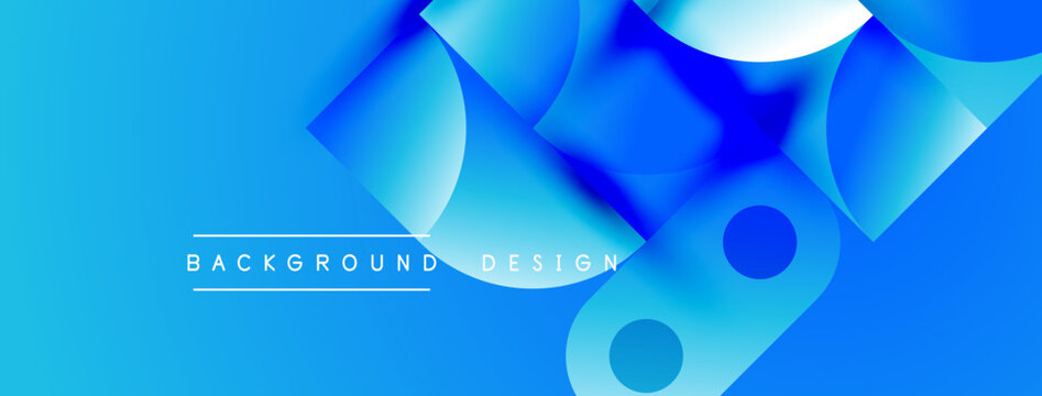 Abstract blue gradients form dynamic shapes. Modern design elements create vibrant background texture. Simple text reads background design.