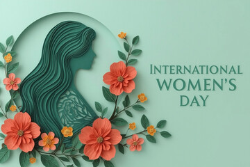 International Women&rsquo;s Day Paper Art Floral Women Empowerment Design  Beautiful Paper Cut Illustration for Women's Day Celebration