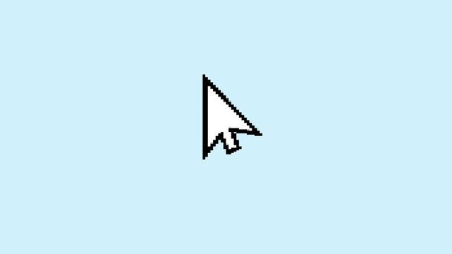 Pixel Art Mouse Cursor Icon Animation with Alpha Channel and Transparent Background