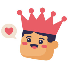 Fototapeta premium Playful toy king head design with crown and royal expression vector illustration