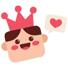 Fototapeta premium Cartoon character of childish monarch head for children product branding vector art