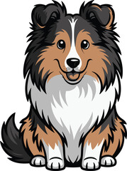 Cute cartoon a illustrator vector shetland sheepdog