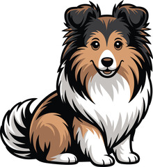 Cute cartoon a illustrator vector shetland sheepdog