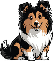 Cute cartoon a illustrator vector shetland sheepdog