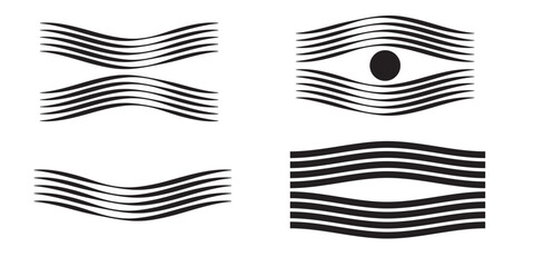 Abstract Black and White Wavy Lines and Eye Symbol.