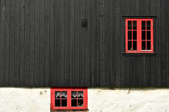 Old wooden and stones house in Scandinavia