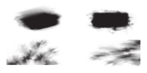 Four Abstract Halftone Grunge Textures and Smoke Effects.
