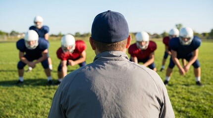 American football training session open field coaching techniques daylight coach perspective team strategy development