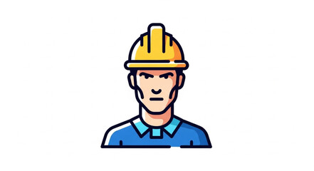 Construction Worker Wearing Hard Hat.